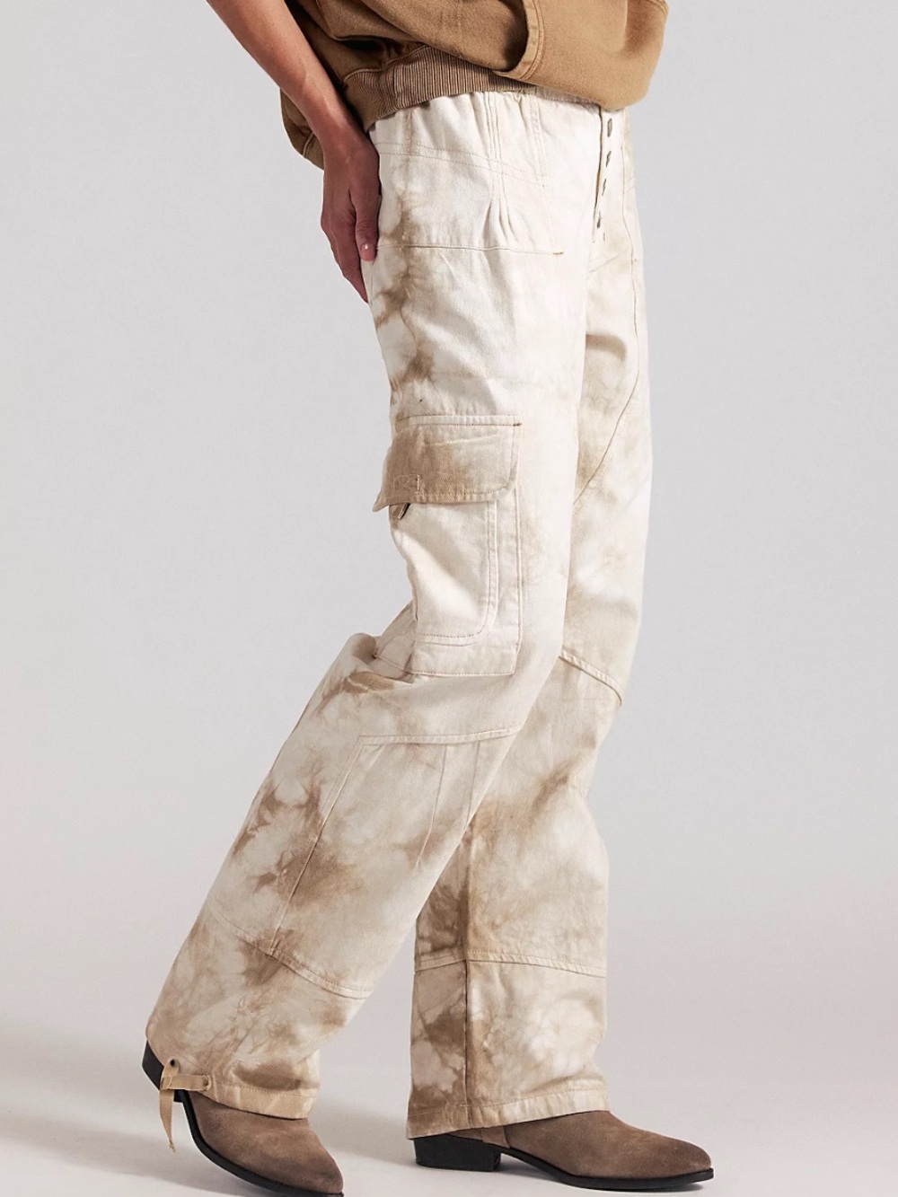 We The Free Wallflower Pull-On Jeans in Sandcastles cream /light brown Large
